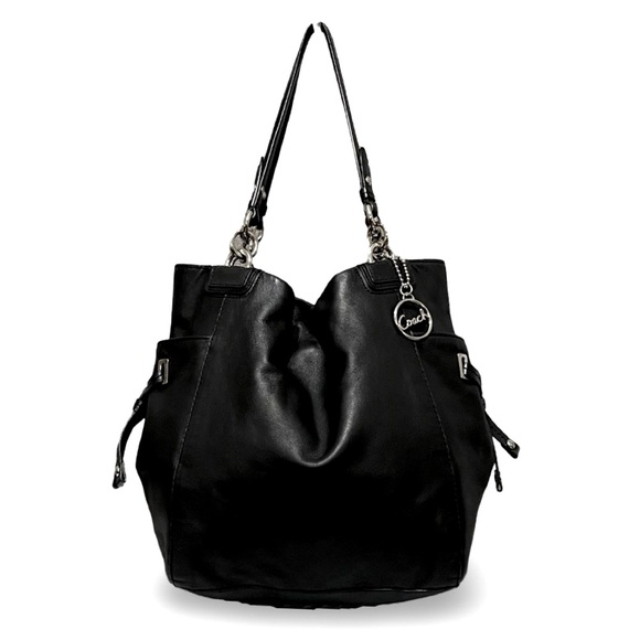 Coach Handbags - Coach Peyton Slouchy Side Tie Tote Shoulder Bag in Black Leather